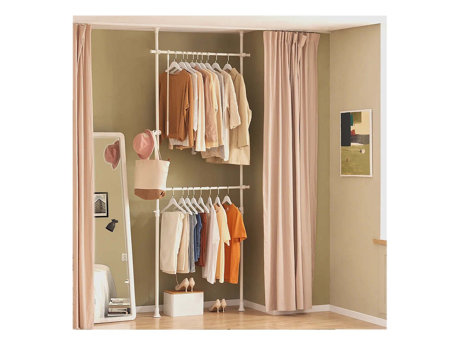 Garderoba z 2 drążkami teleskopowymi FRG109-W