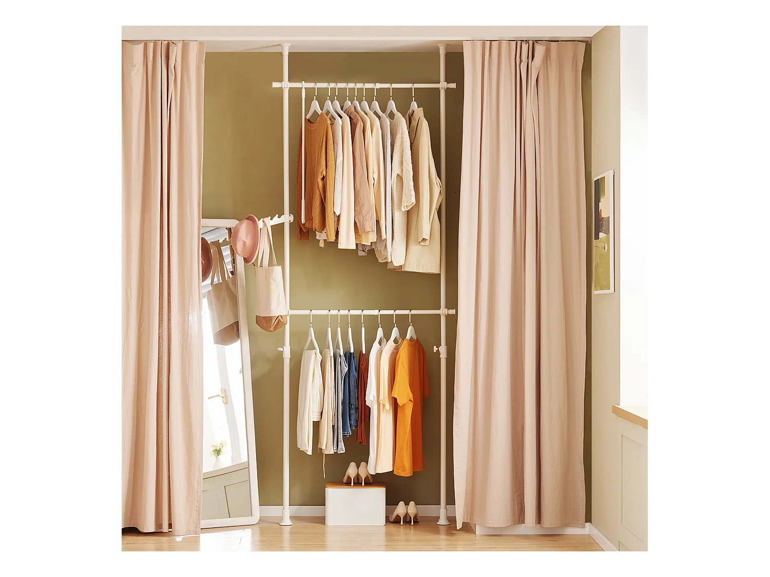 Garderoba z 2 drążkami teleskopowymi FRG109-W