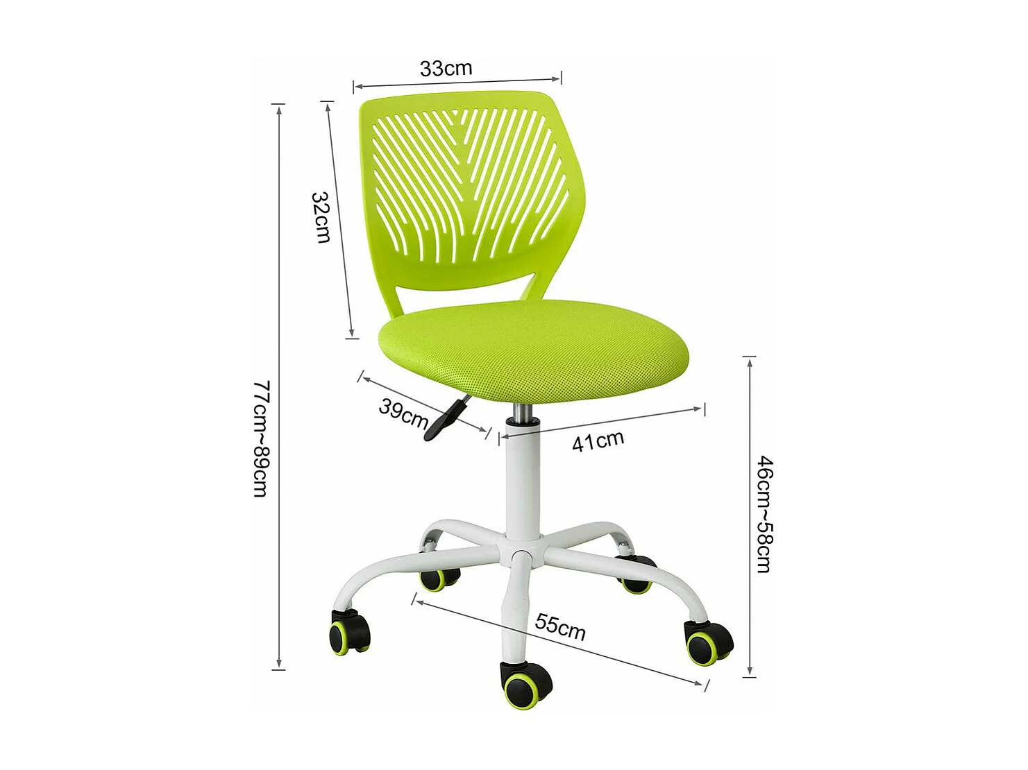 SoBuy Sedia girevoli per scrivania Sedia cameretta Altezza 46-58cm Verde FST64-GR