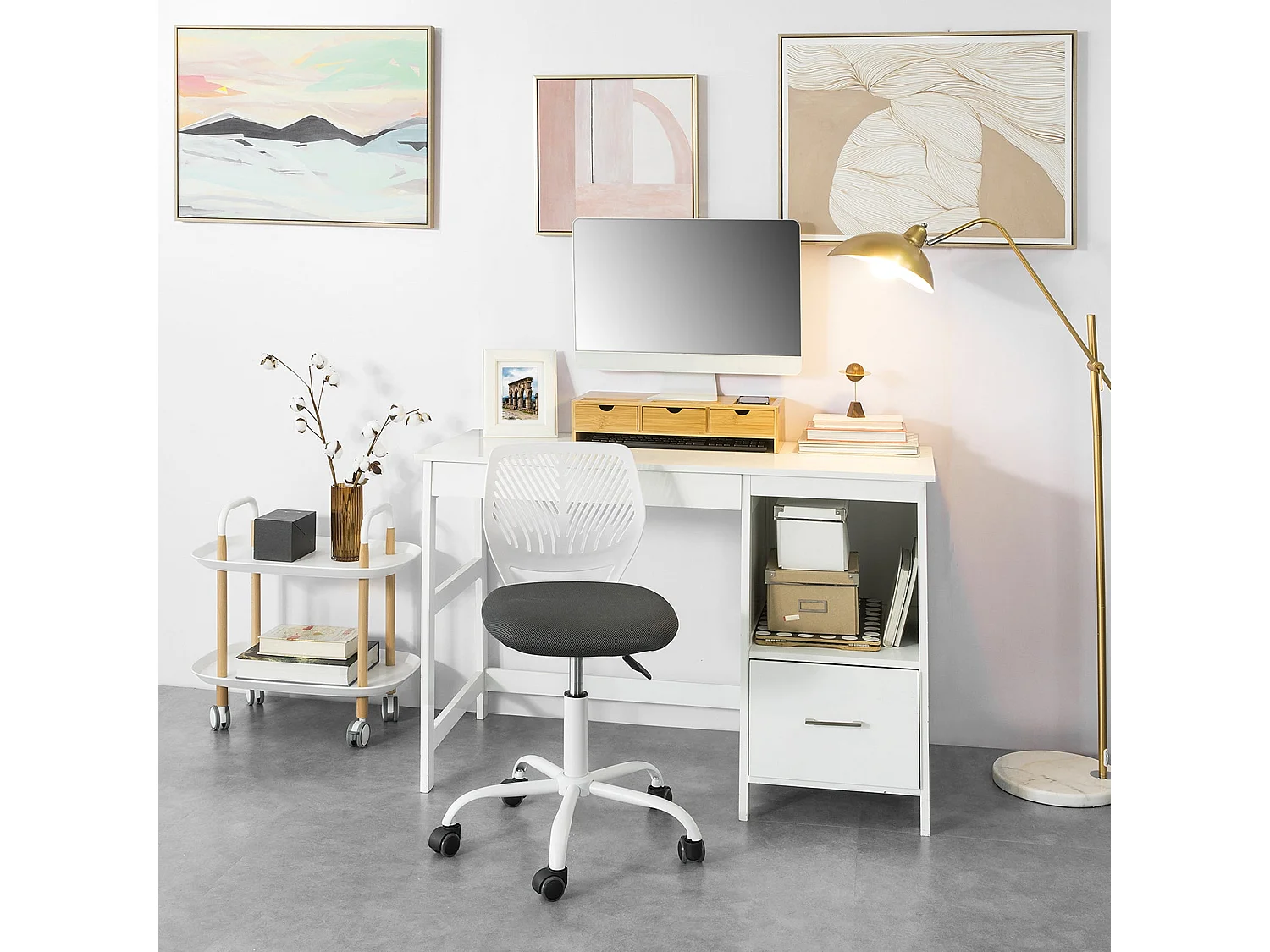 Chaise De Bureau Ergonomique Fauteuil Pivotant Chaisepour Ordinateur Hauteur Réglable Bleu, Fst64-w