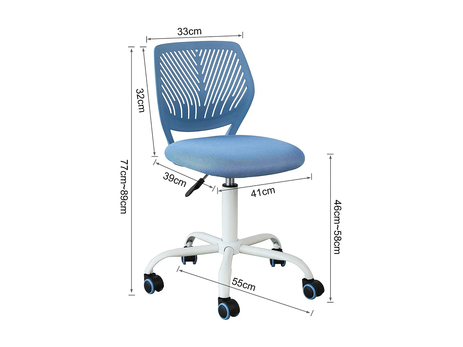 Chaise De Bureau Ergonomique Fauteuil Pivotant Chaisepour Ordinateur Hauteur Réglable Bleu, Fst64-bl