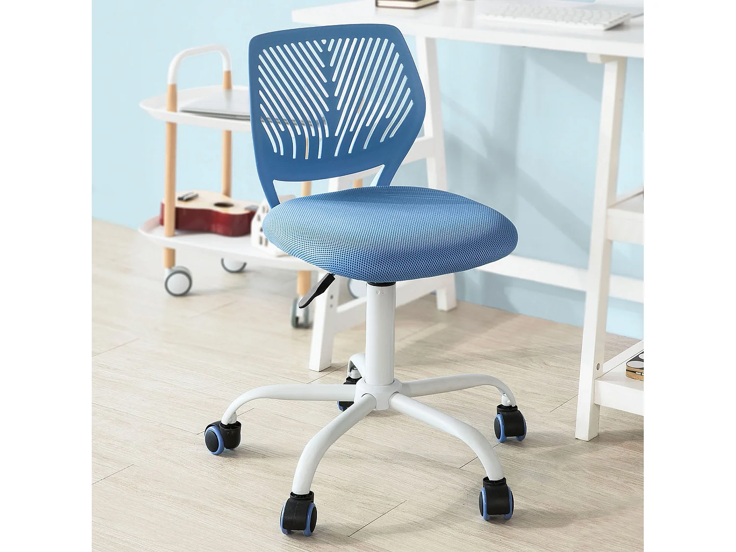 Chaise De Bureau Ergonomique Fauteuil Pivotant Chaisepour Ordinateur Hauteur Réglable Bleu, Fst64-bl