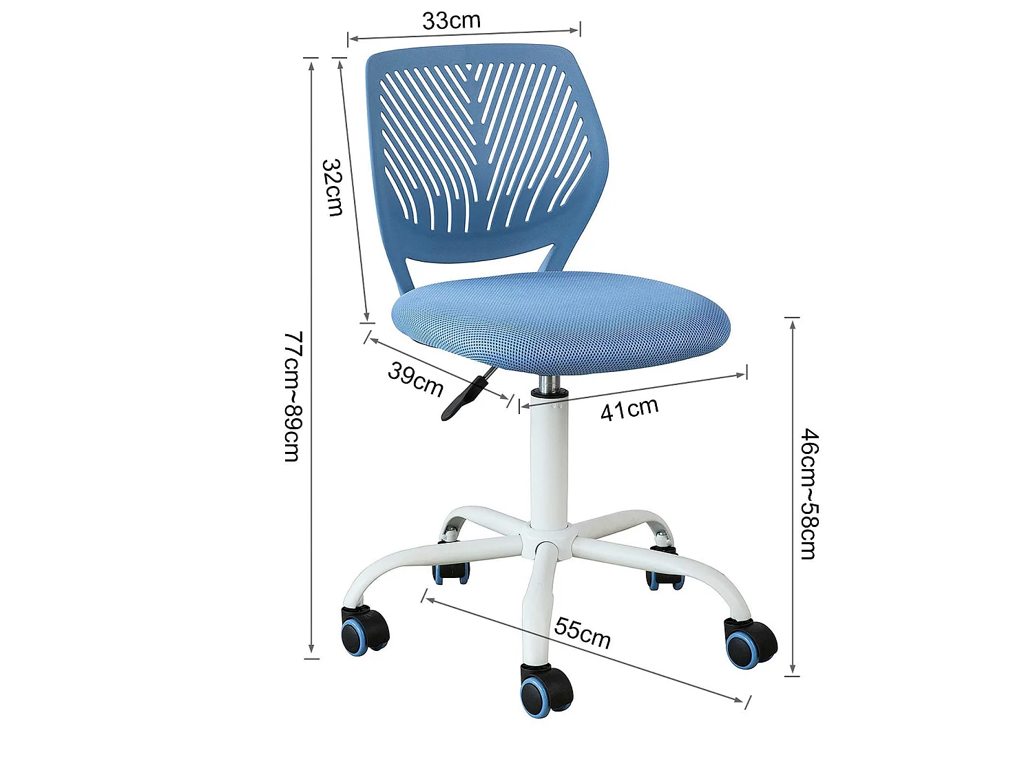 Chaise De Bureau Ergonomique Fauteuil Pivotant Chaisepour Ordinateur Hauteur Réglable Bleu, Fst64-bl