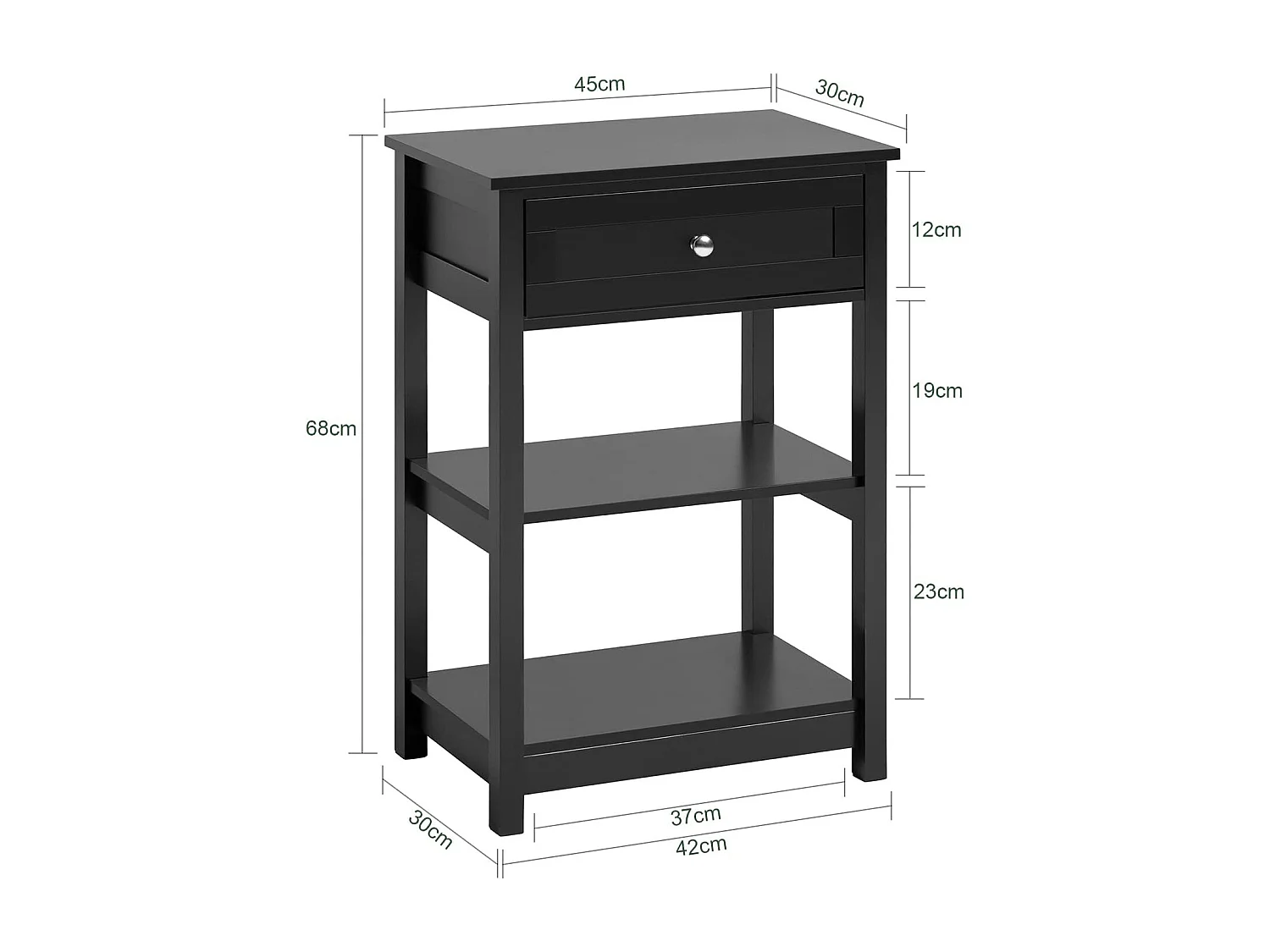 SoBuy FBT46-Sch Bijzettafel Nachtkastje Salontafel Voor de slaapkamer in Zwar