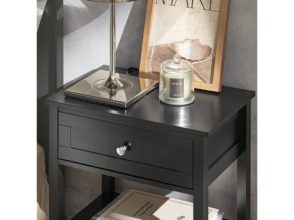 SoBuy FBT46-Sch Bijzettafel Nachtkastje Salontafel Voor de slaapkamer in Zwar