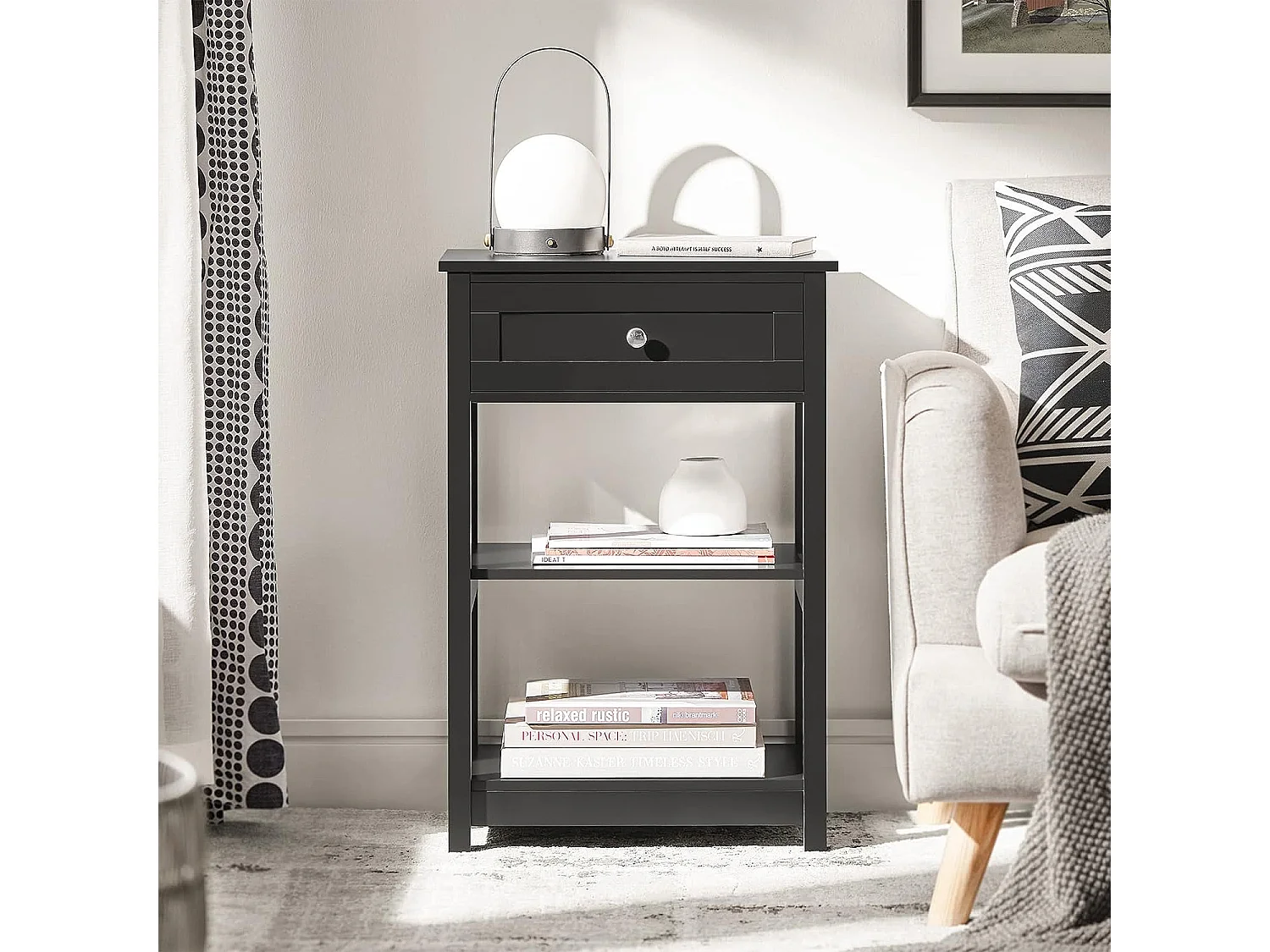 SoBuy FBT46-Sch Bijzettafel Nachtkastje Salontafel Voor de slaapkamer in Zwar