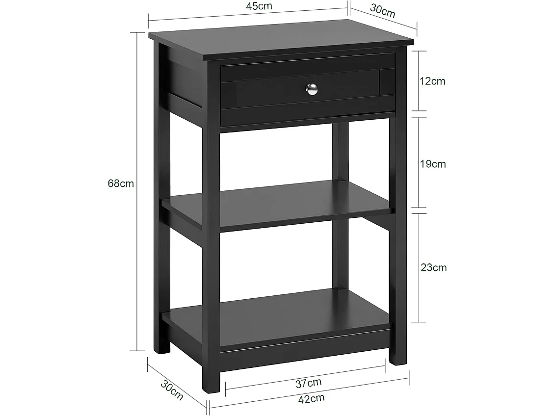 SoBuy FBT46-Sch Bijzettafel Nachtkastje Salontafel Voor de slaapkamer in Zwar
