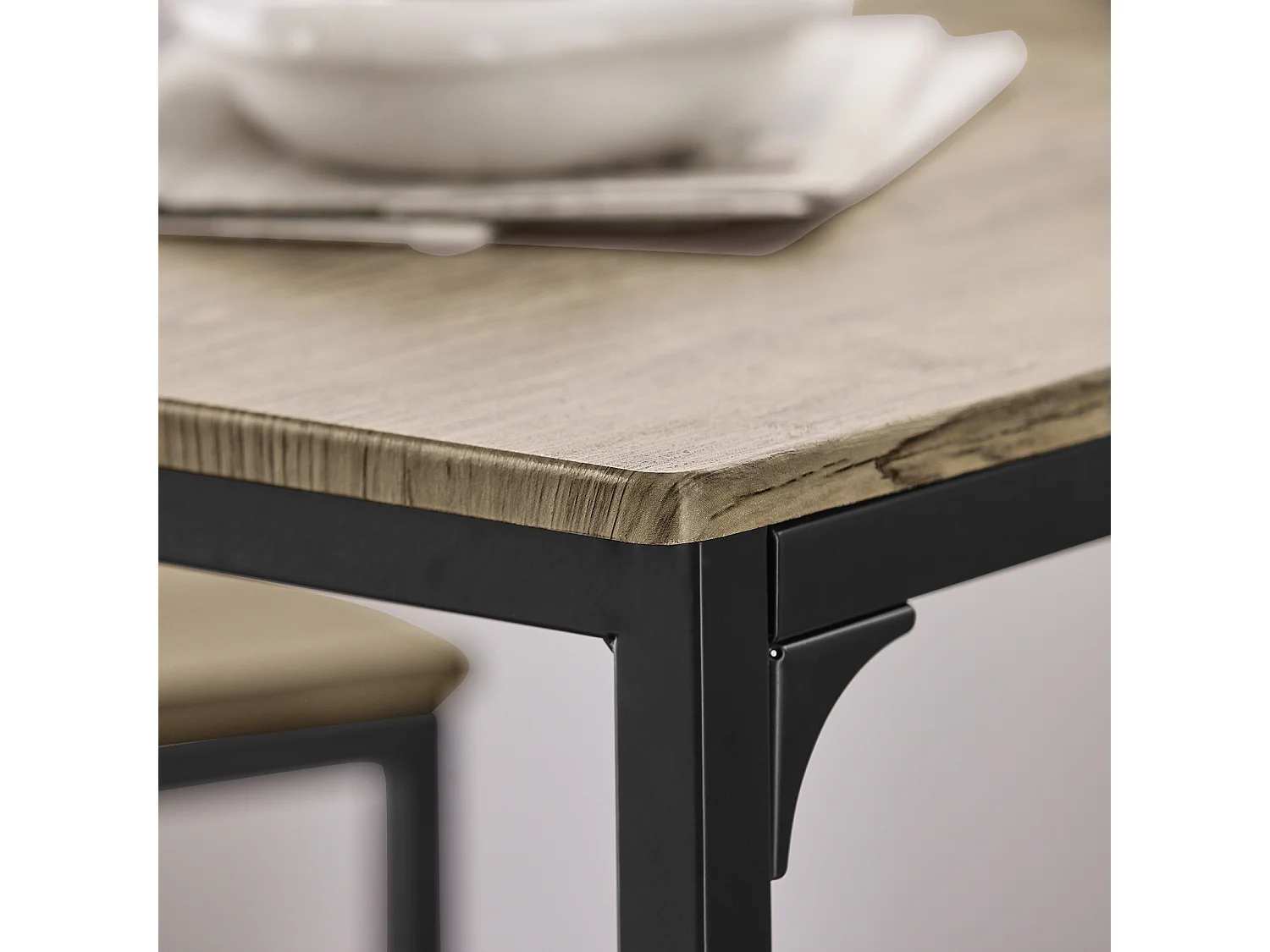 Ensemble Table De Bar + 2 Chaises Set De 1 Table + 2 Tabouret Haut De Bar Table Haute, Ogt03-n