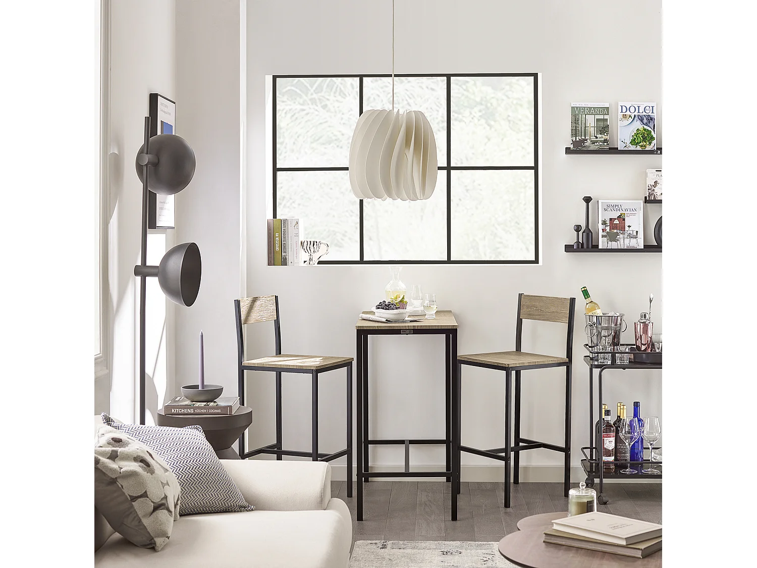 Ensemble Table De Bar + 2 Chaises Set De 1 Table + 2 Tabouret Haut De Bar Table Haute, Ogt03-n