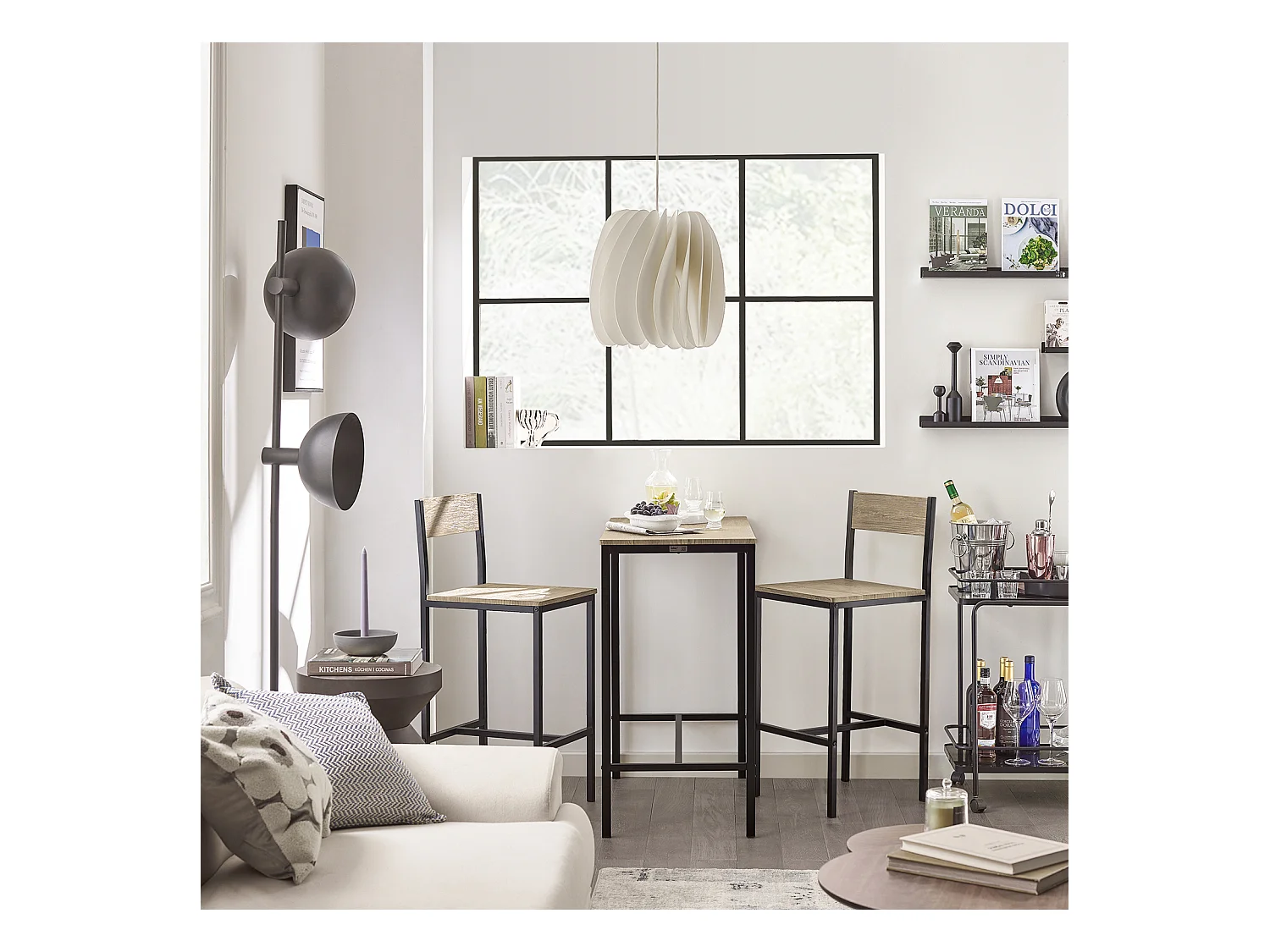 Ensemble Table De Bar + 2 Chaises Set De 1 Table + 2 Tabouret Haut De Bar Table Haute, Ogt03-n