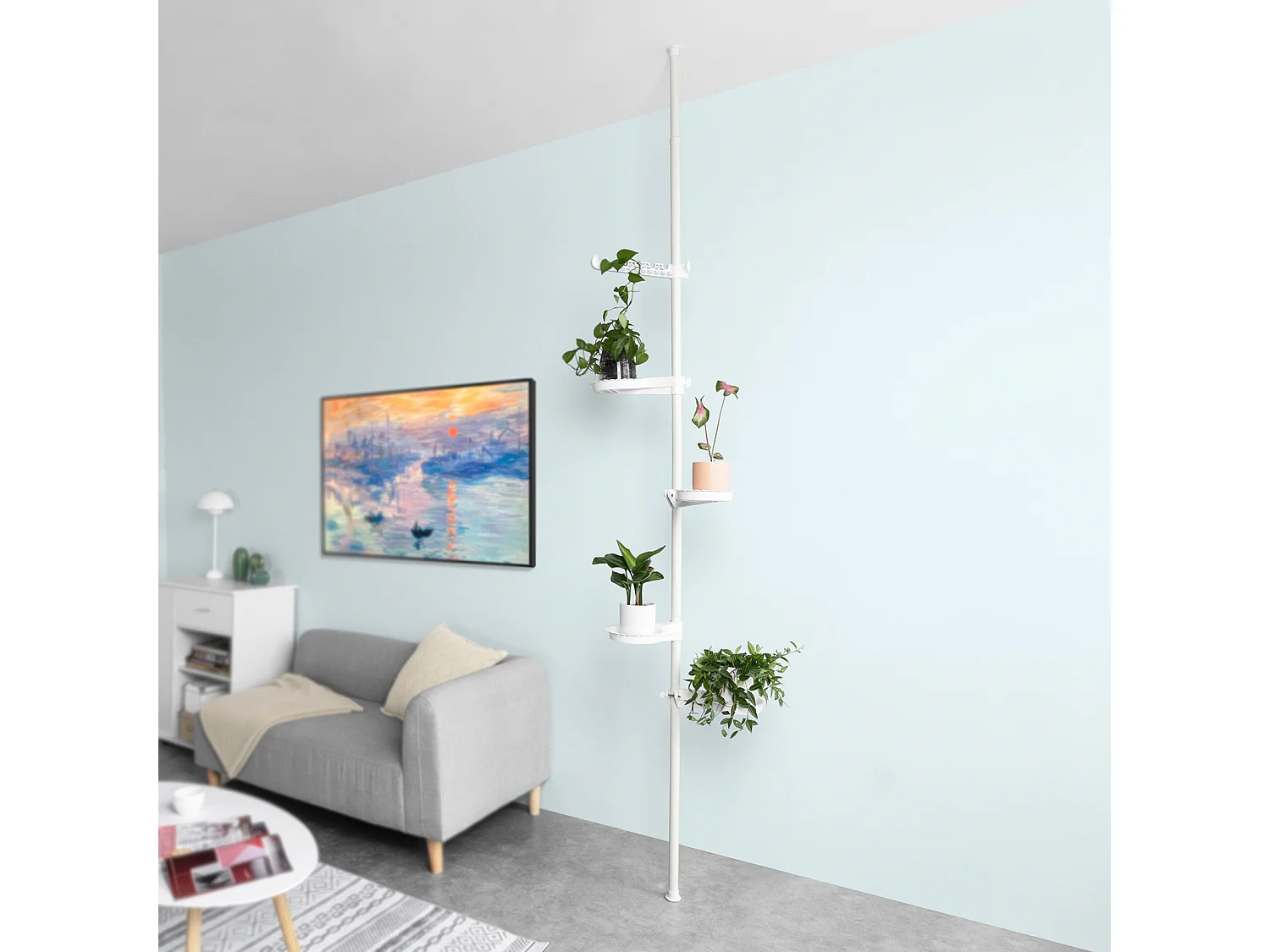 SoBuy KLS09-W telescopische metalen bloempot houder plank plantenhouder telescopische steel display plantenhouder