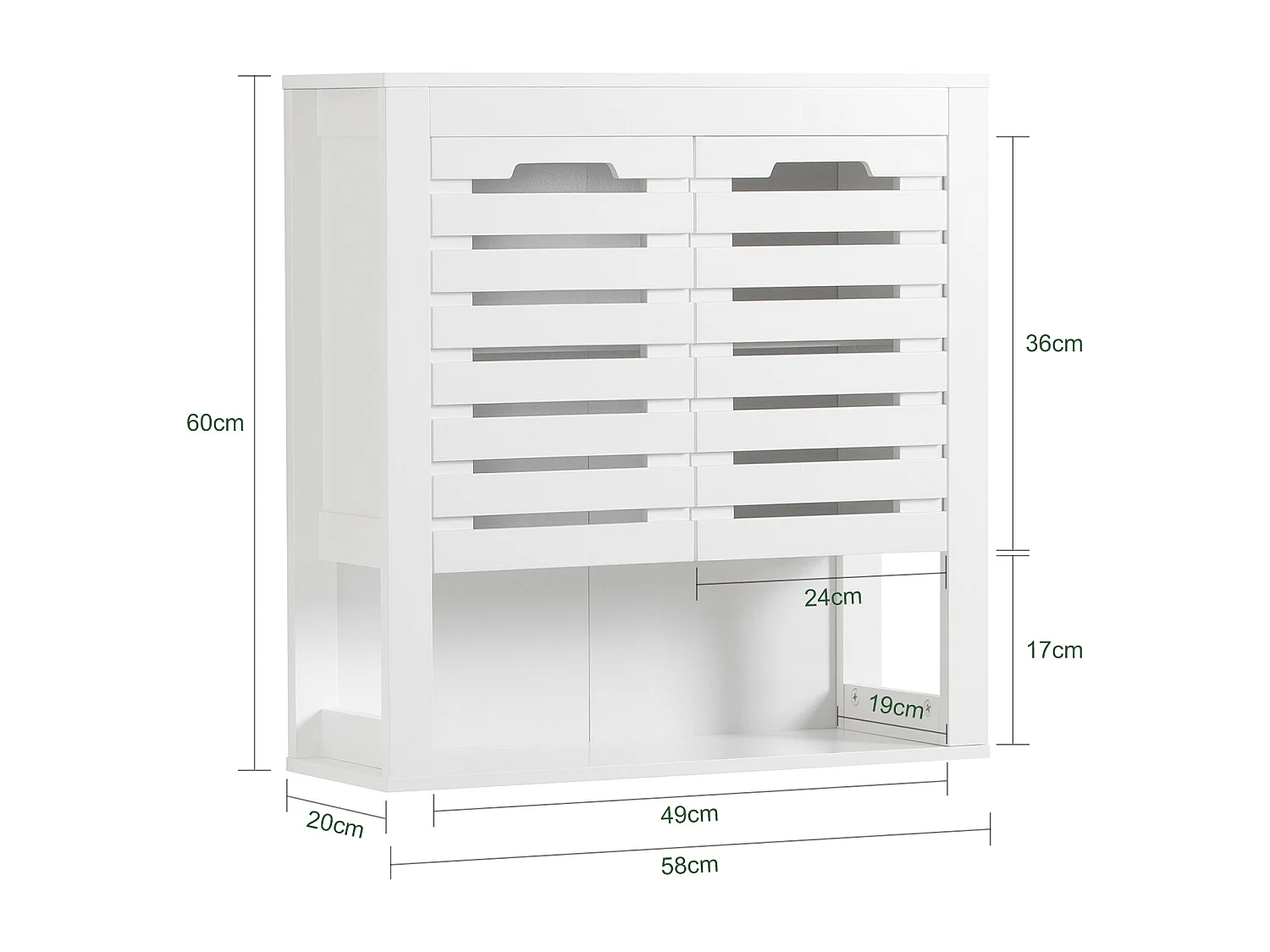 SoBuy BZR51-W Badkamer Wandkast, Hoge Kast, Hangkast, Badkamerkast Hangend, Badkamer Opbergkast met 3 Planken en 2 Deuren