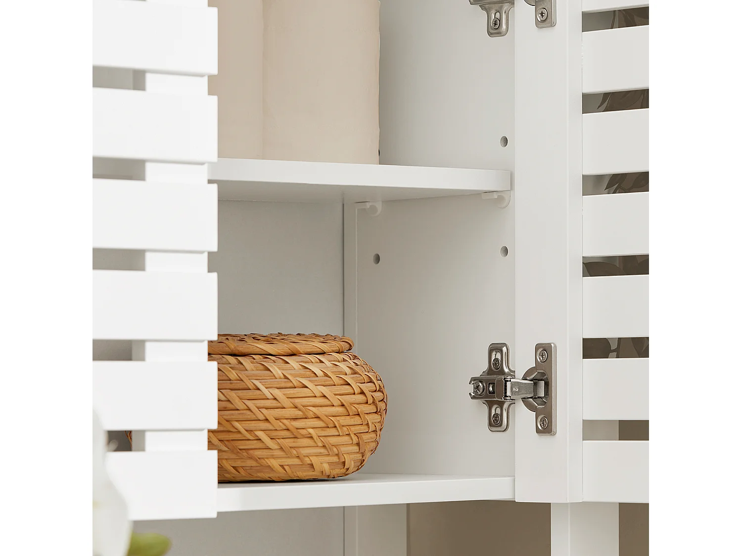 SoBuy BZR51-W Badkamer Wandkast, Hoge Kast, Hangkast, Badkamerkast Hangend, Badkamer Opbergkast met 3 Planken en 2 Deuren