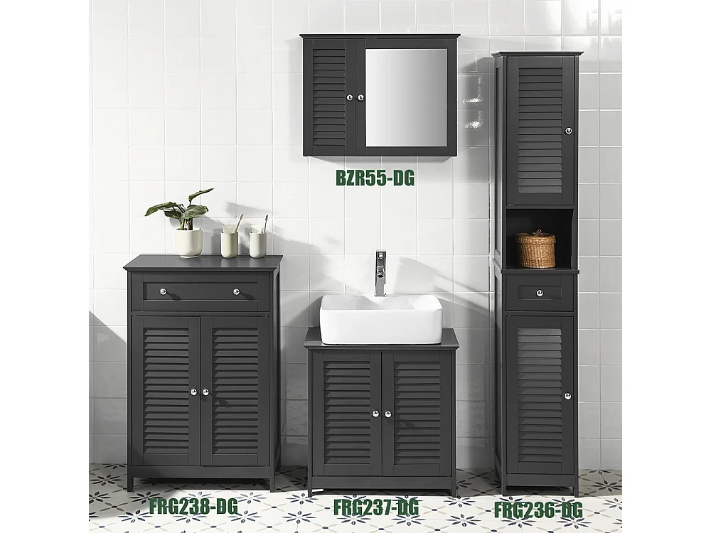 Spiegelschrank BZR55-DG 65 x 49 x 15 cm Grau