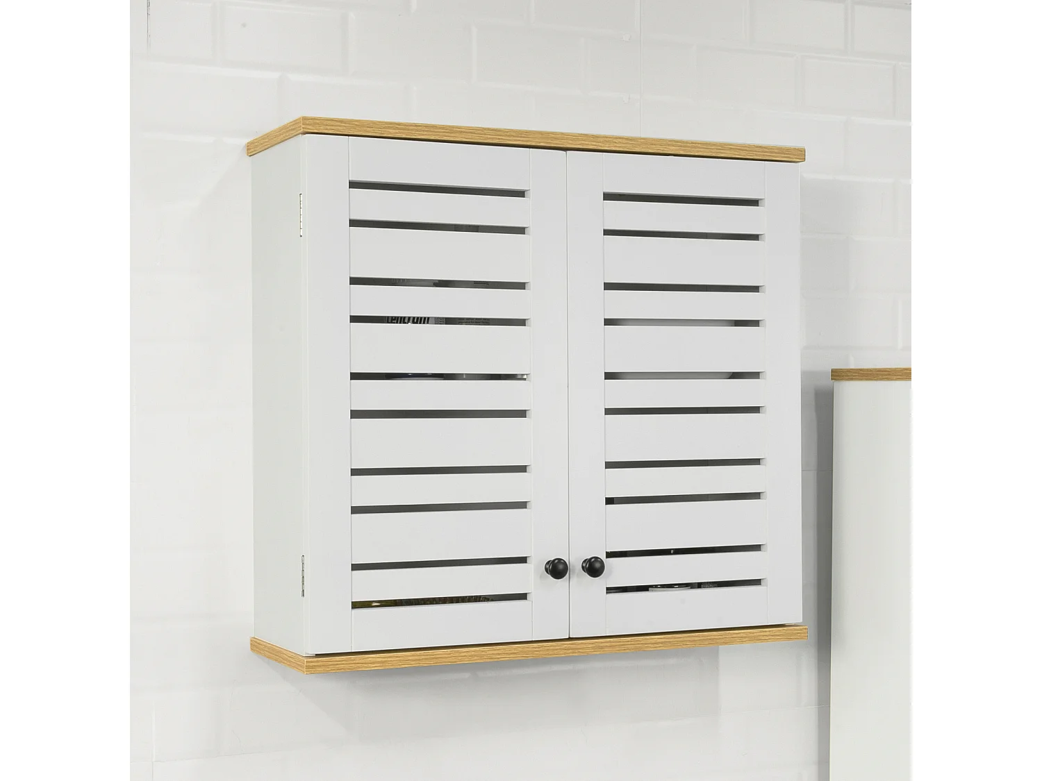 SoBuy BZR42-W Badkamer Hoge Kast met 2 Deurs Kast Dressoir Wand Opbergkast Hangkast