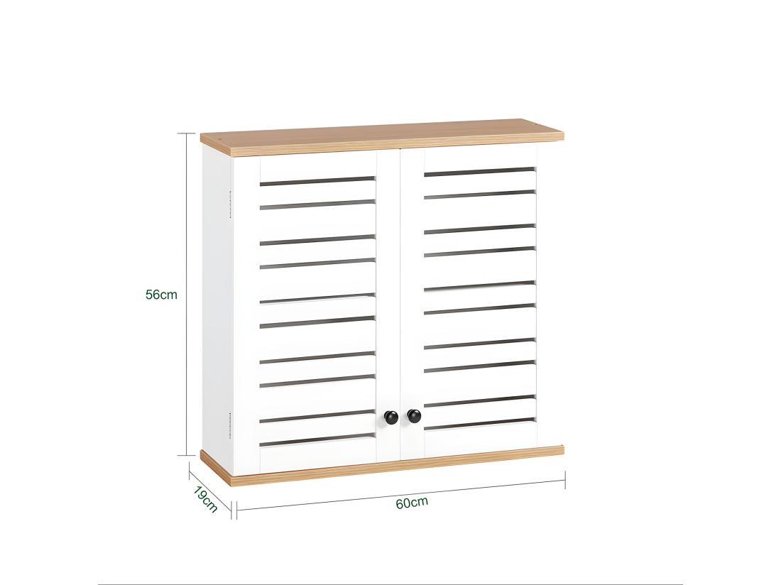 vente unique Meuble Haut De Salle De Bain Avec 2 Portes Meuble De Rangement Mural Armoire Suspendue BZr42-w