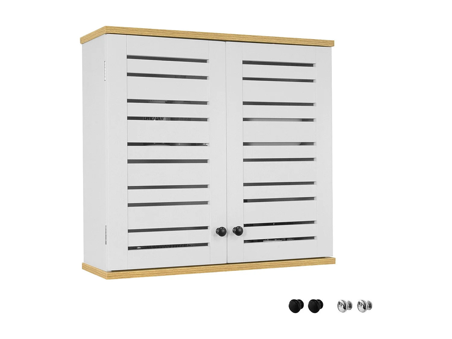 Meuble Haut De Salle De Bain Avec 2 Portes Meuble De Rangement Mural Armoire Suspendue, BZr42-w