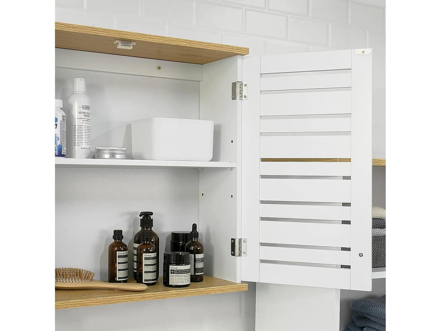 Meuble Haut De Salle De Bain Avec 2 Portes Meuble De Rangement Mural Armoire Suspendue, BZr42-w