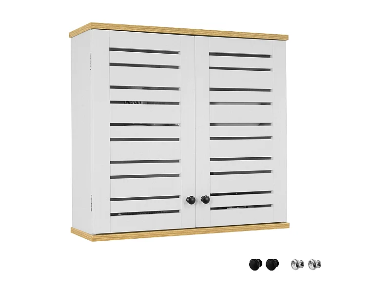 Meuble Haut De Salle De Bain Avec 2 Portes Meuble De Rangement Mural Armoire Suspendue, BZr42-w