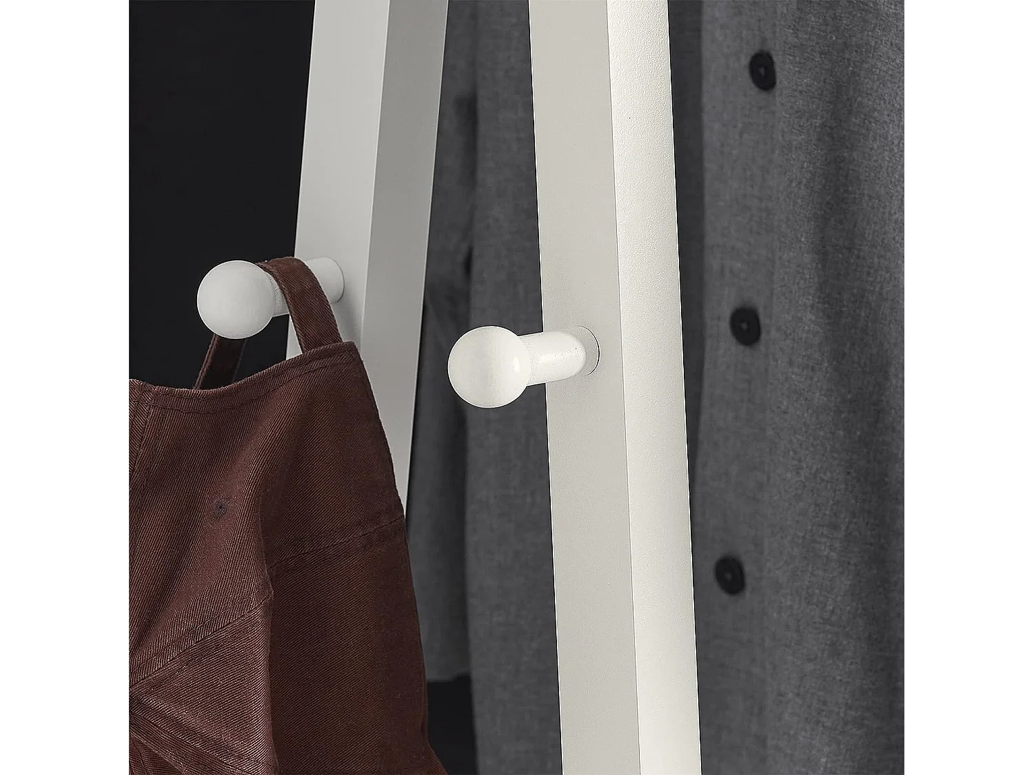 Porte-vêtement En Bois Penderie À Vêtement Porte-manteau Avec Deux Étagères –blanc, Frg59-w