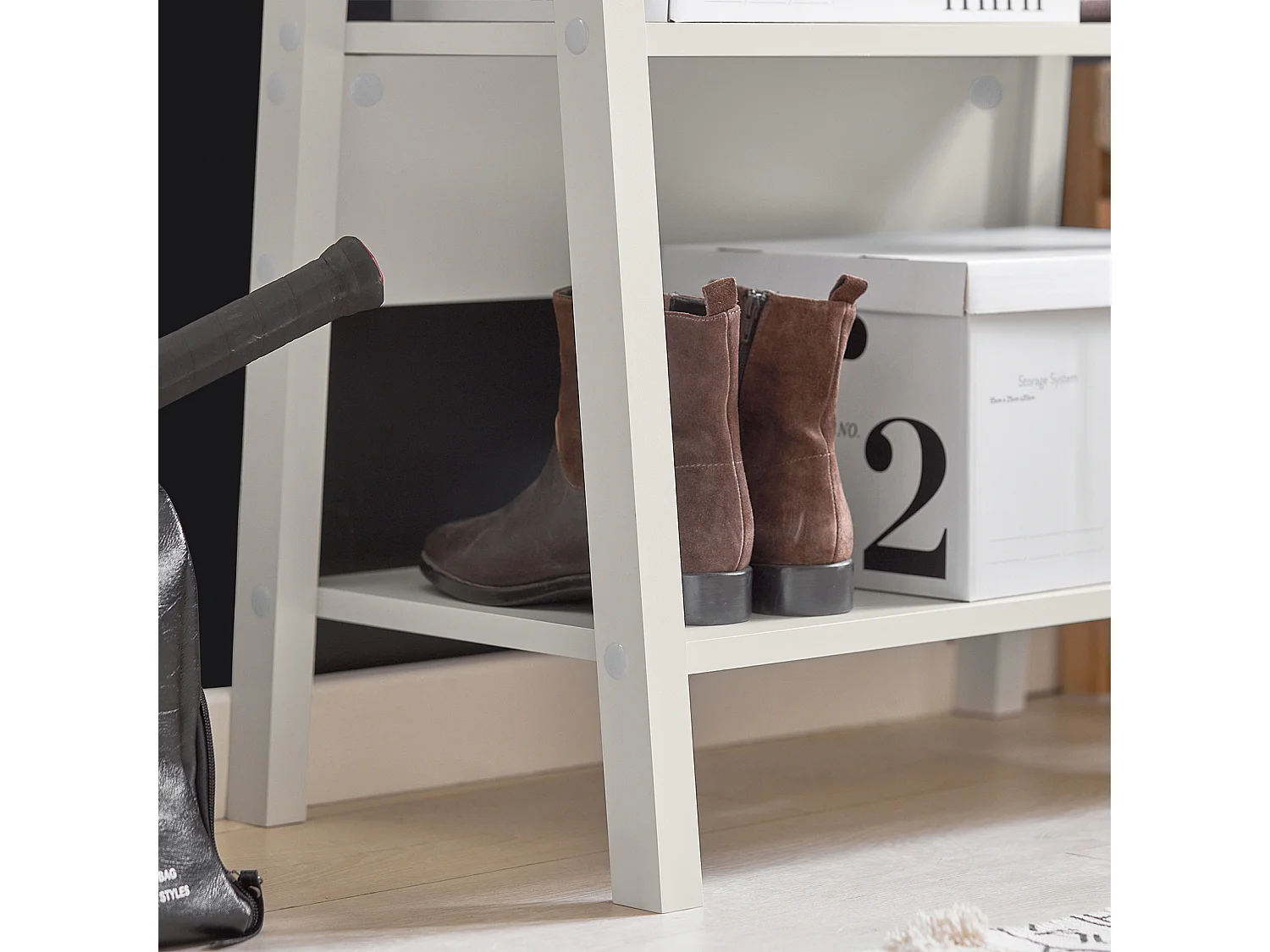 Porte-vêtement En Bois Penderie À Vêtement Porte-manteau Avec Deux Étagères –blanc, Frg59-w