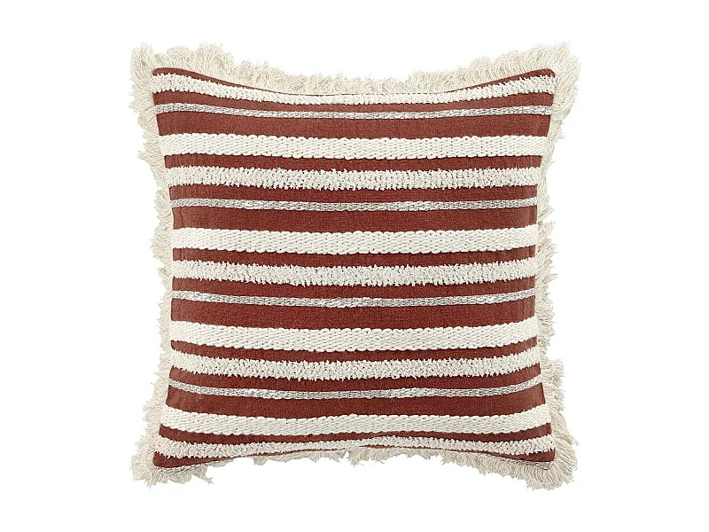 Coussin Déco à Franges "Atlas" 40x40cm Terracotta