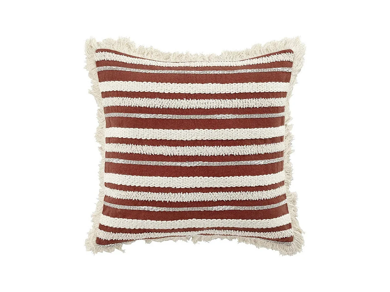 Coussin Déco à Franges "Atlas" 40x40cm Terracotta