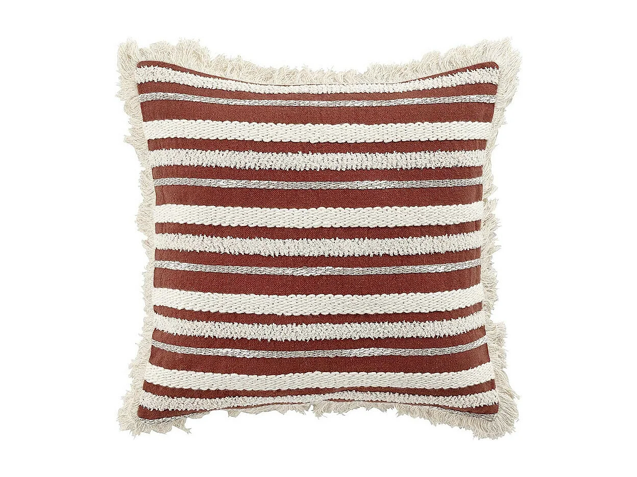 Coussin Déco à Franges "Atlas" 40x40cm Terracotta