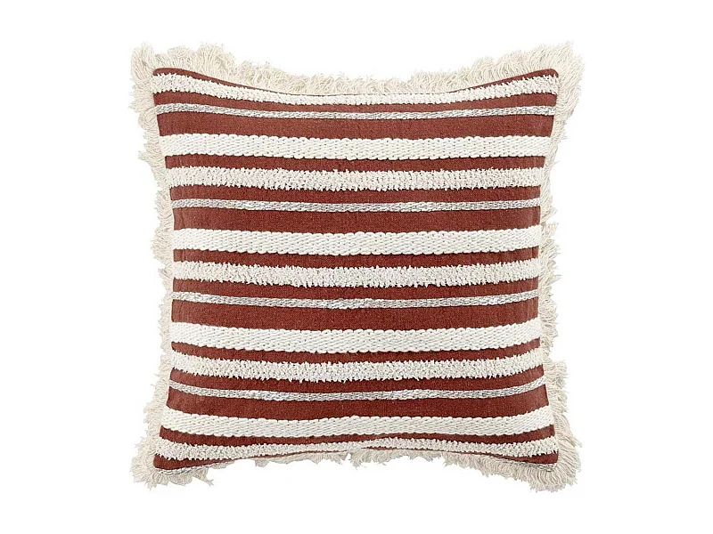 Coussin Déco à Franges "Atlas" 40x40cm Terracotta