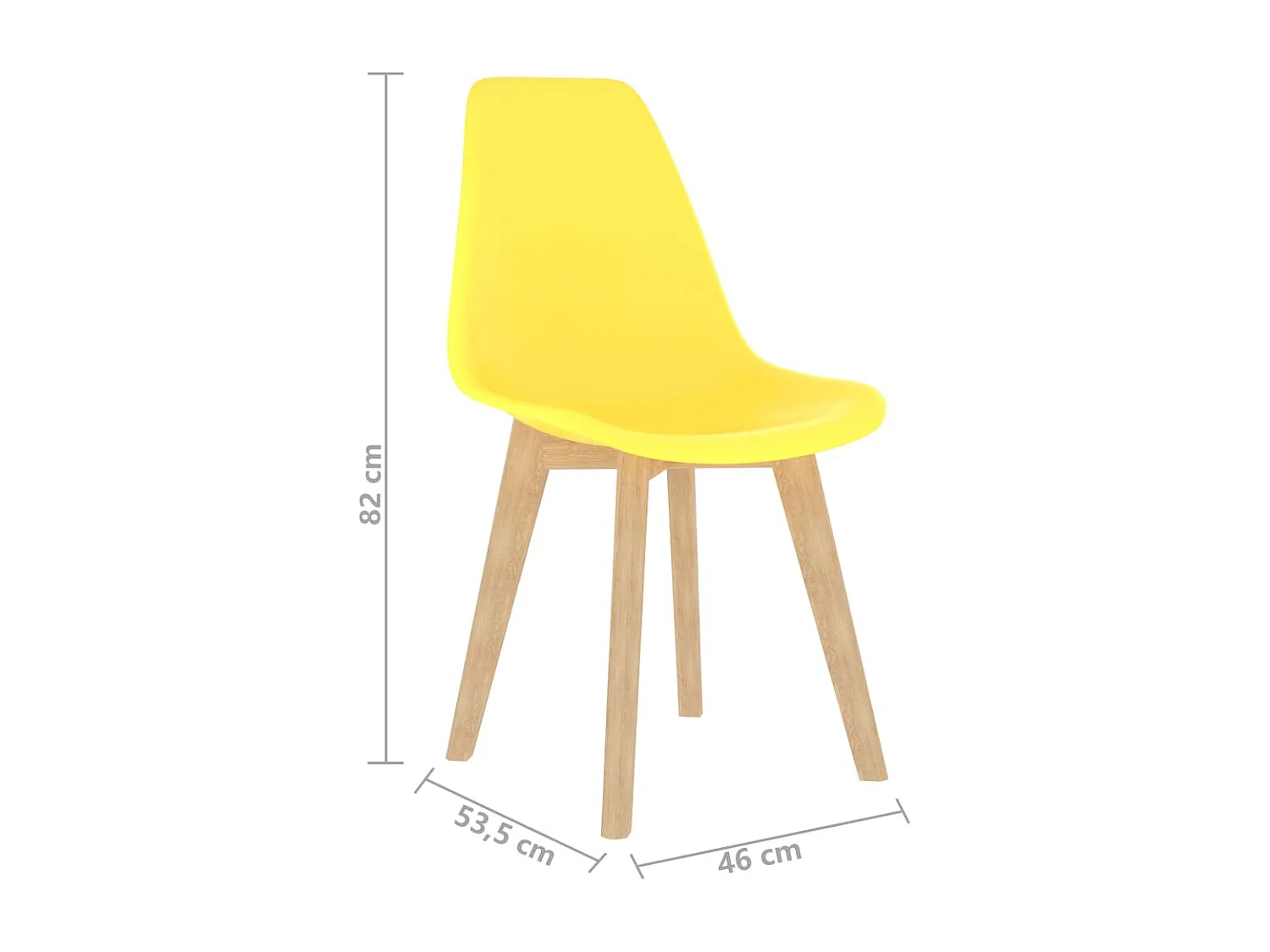 Juego de 2 sillas de comedor Diseño contemporáneo Cocina de plástico amarillo CDS0206333