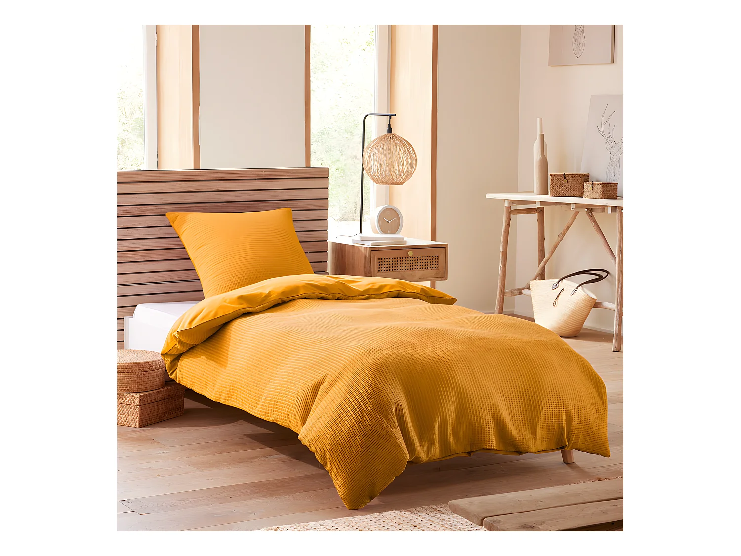 Parure de couette "Nid d'abeille" 140 x 200 pour lit 1 place
