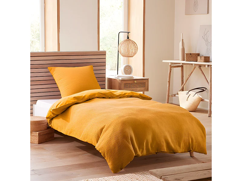 Parure de couette "Nid d'abeille" 140 x 200 pour lit 1 place