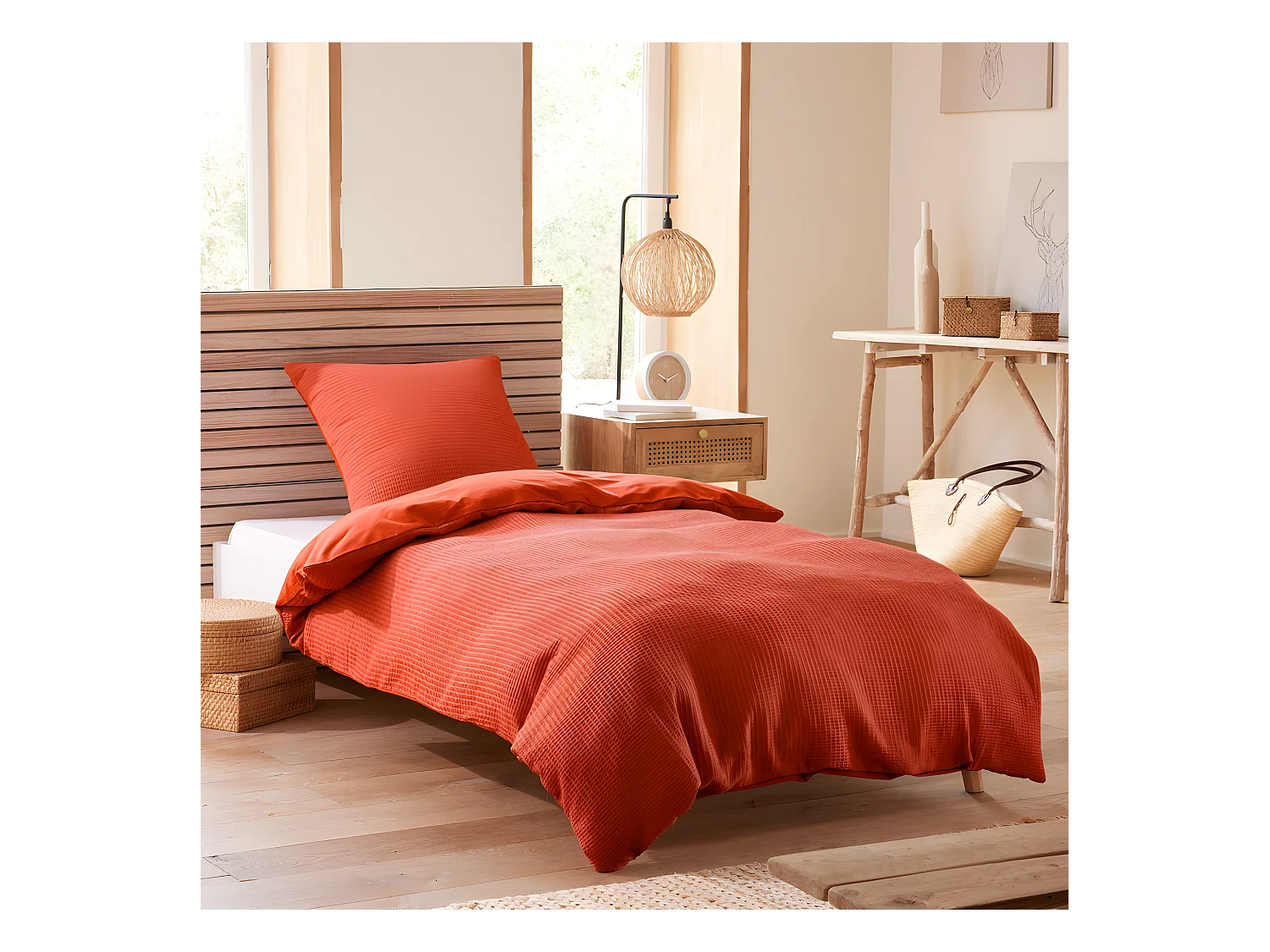 Parure de couette "Nid d'abeille" 140 x 200 pour lit 1 place