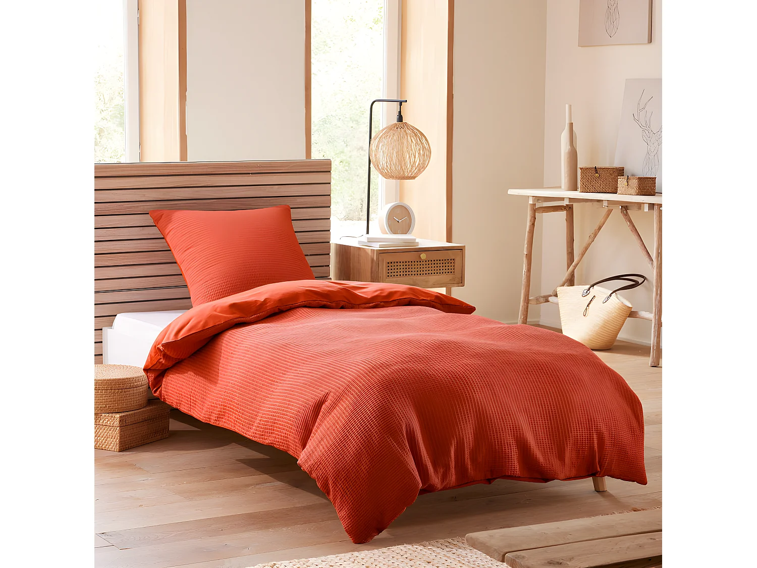 Parure de couette "Nid d'abeille" 140 x 200 pour lit 1 place