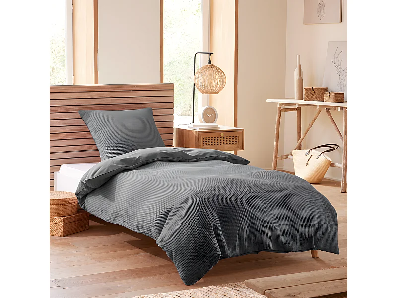 Parure de couette "Nid d'abeille" 140 x 200 pour lit 1 place