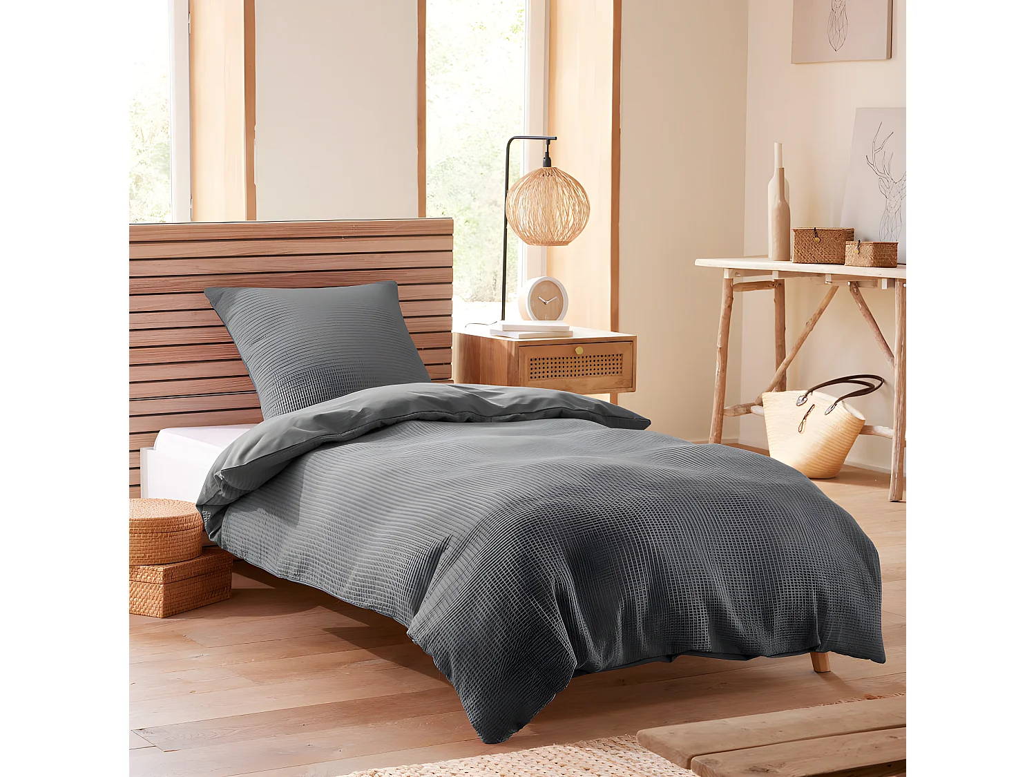 Parure de couette "Nid d'abeille" 140 x 200 pour lit 1 place