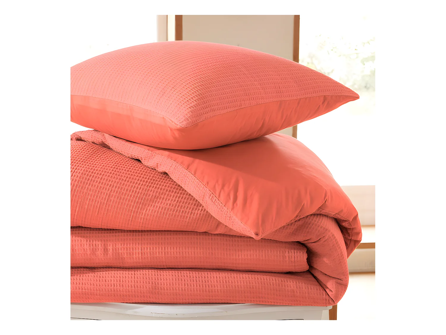 Parure de couette "Nid d'abeille" 140 x 200 pour lit 1 place