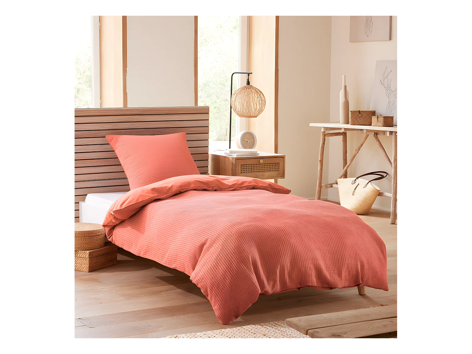 Parure de couette "Nid d'abeille" 140 x 200 pour lit 1 place