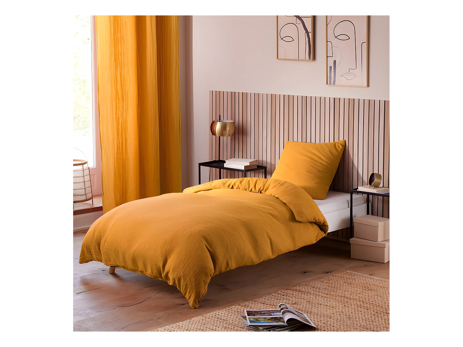 Parure de couette "Noah" Gaze de Coton 140 x 200 pour lit 1 place