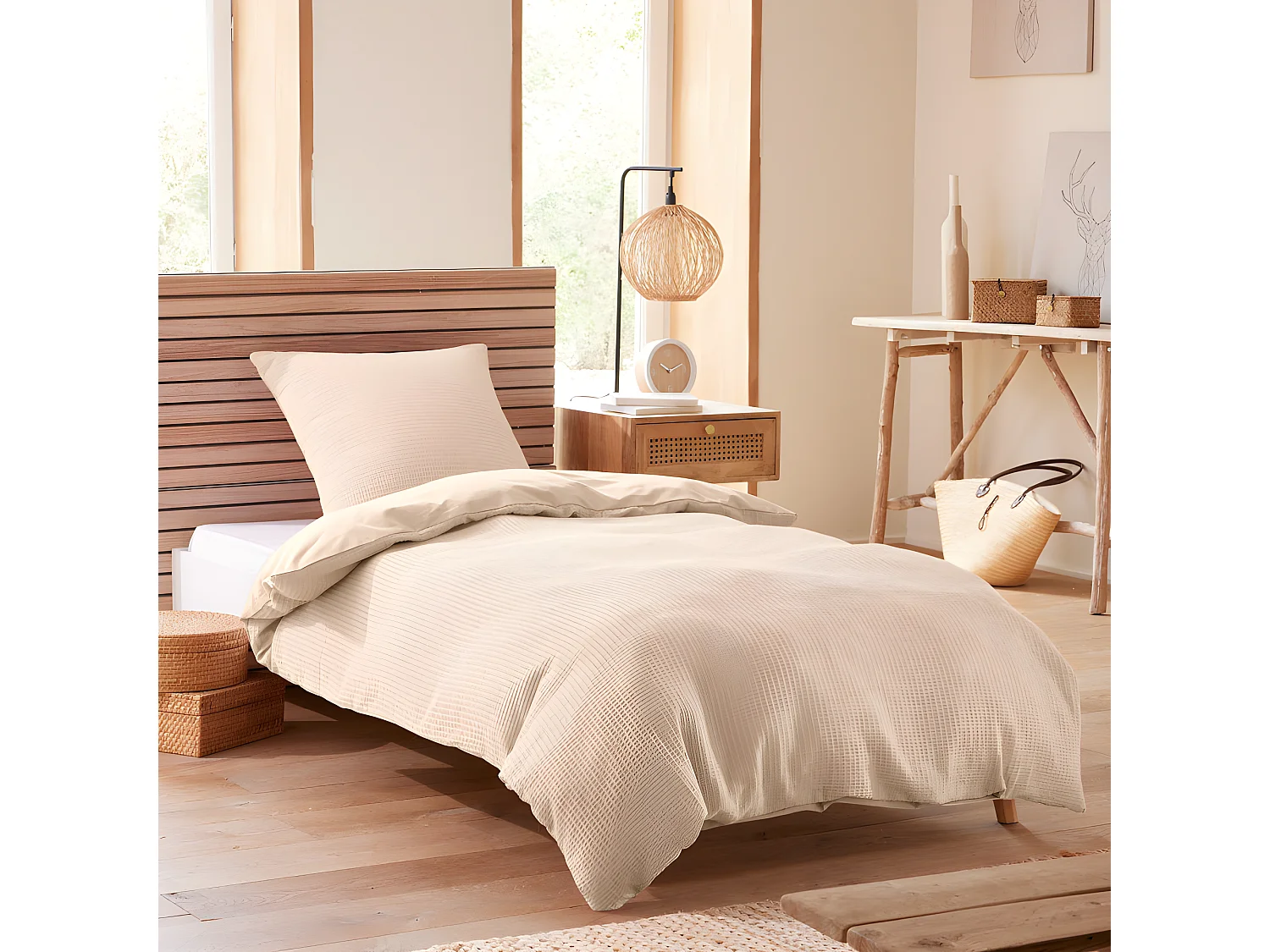 Parure de couette "Nid d'abeille" 140 x 200 pour lit 1 place