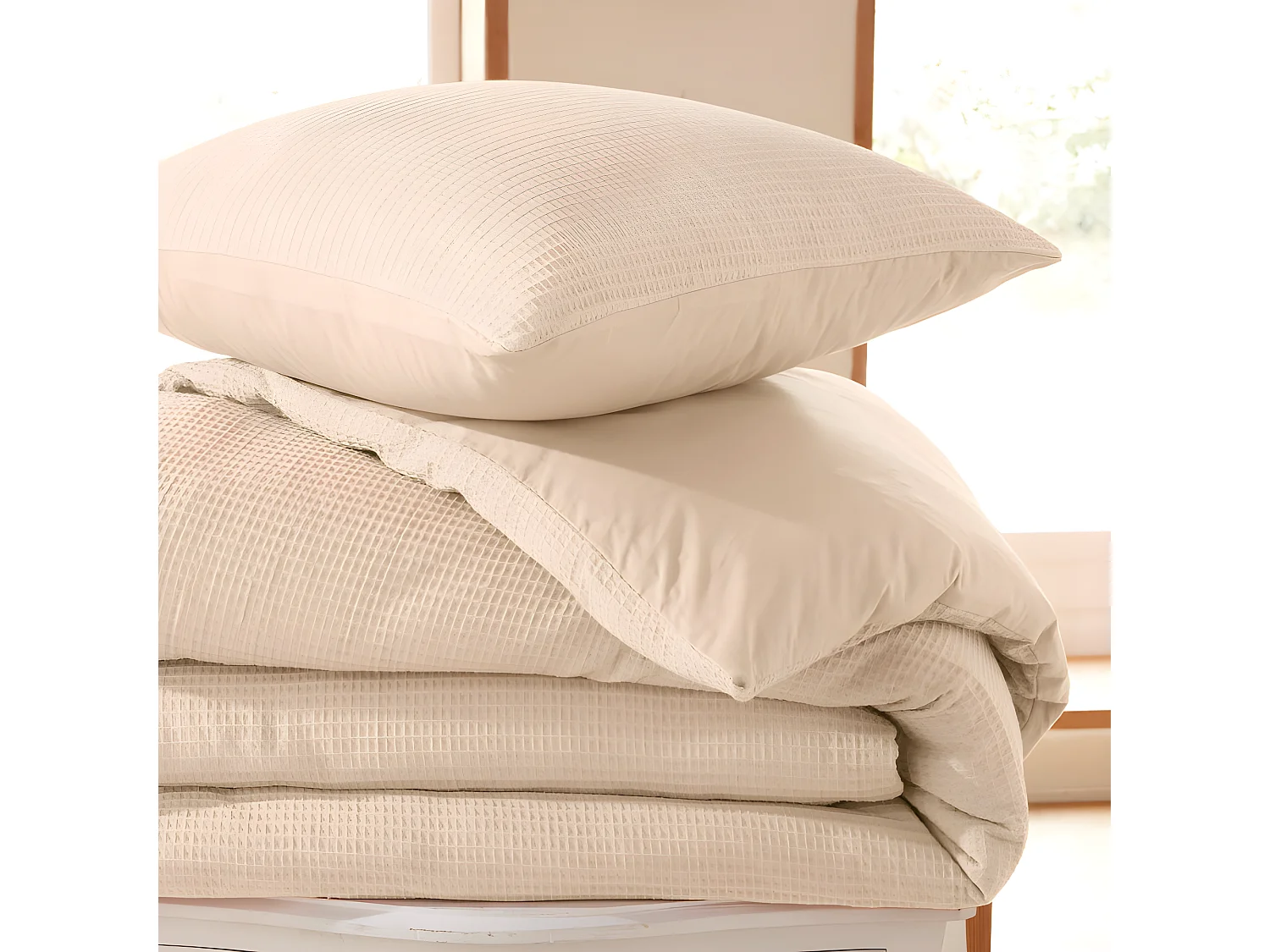 Parure de couette "Nid d'abeille" 140 x 200 pour lit 1 place