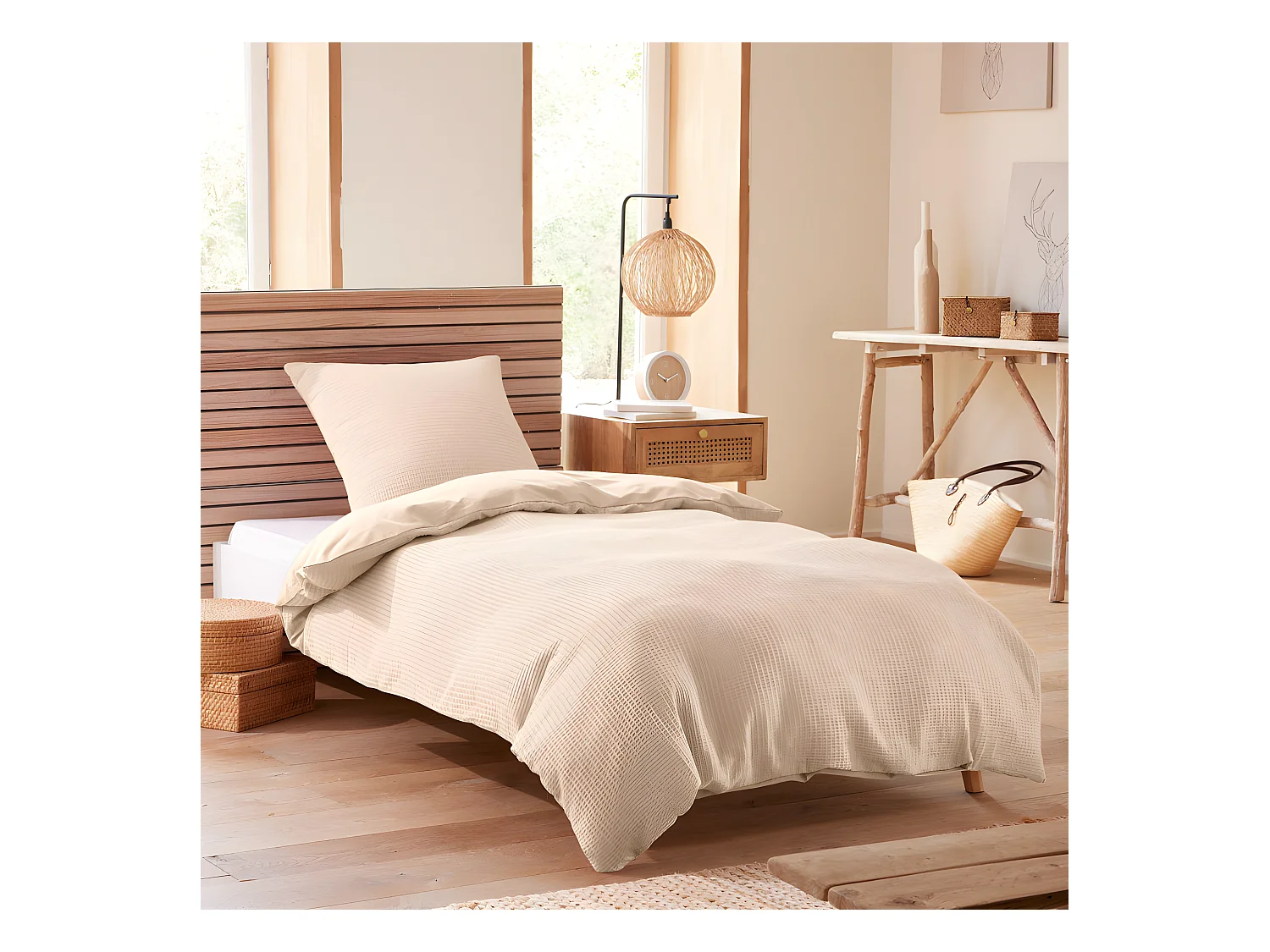 Parure de couette "Nid d'abeille" 140 x 200 pour lit 1 place