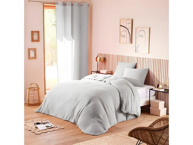 Parure de couette "Noah" Gaze de Coton 240 x 220 pour lit 2 Places 140 à 160 cm