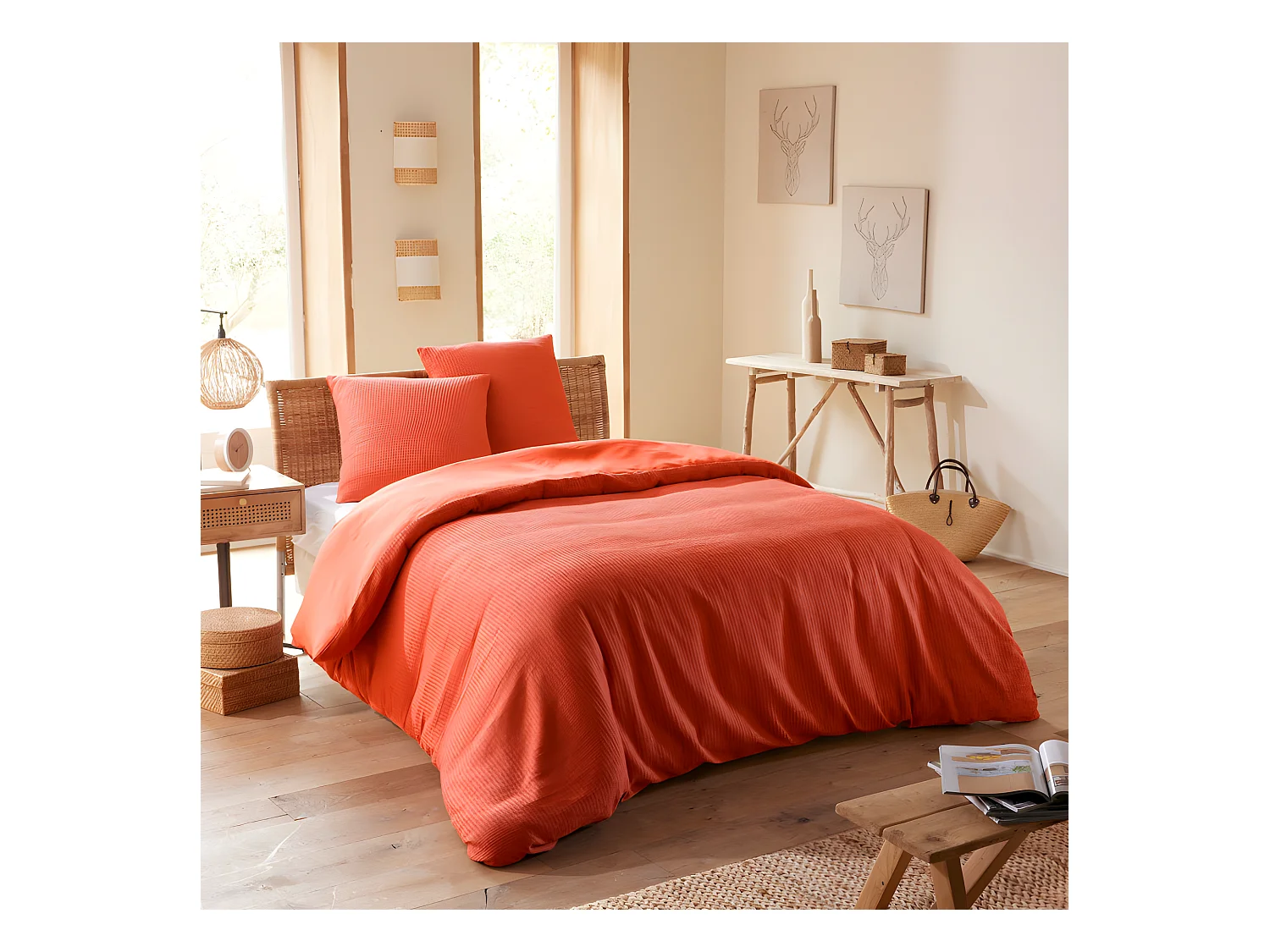 Parure de couette "Nid d'abeille" 260 x 240 pour lit 2 Places "King Size" 160 à 180 cm