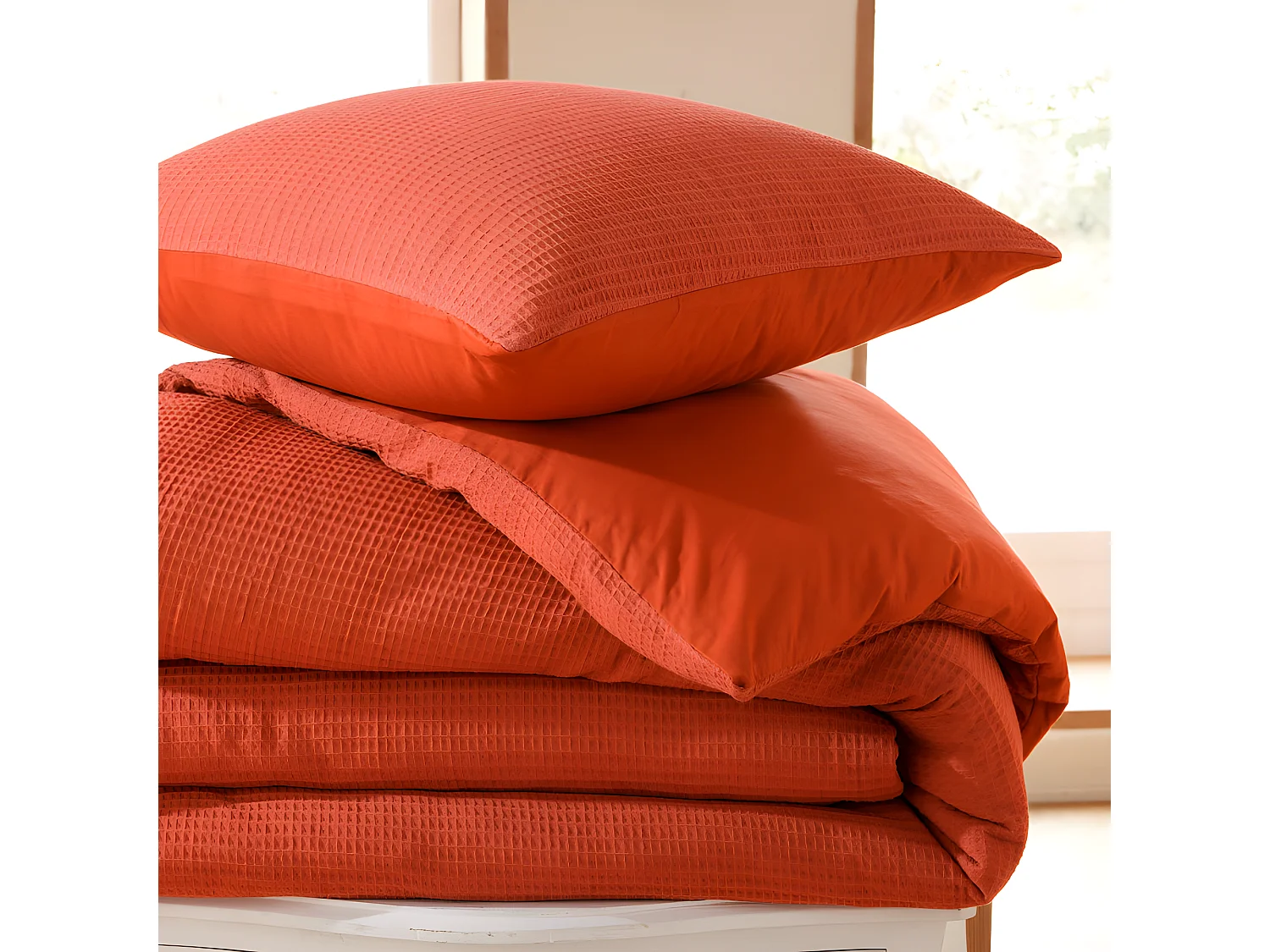 Parure de couette "Nid d'abeille" 260 x 240 pour lit 2 Places "King Size" 160 à 180 cm