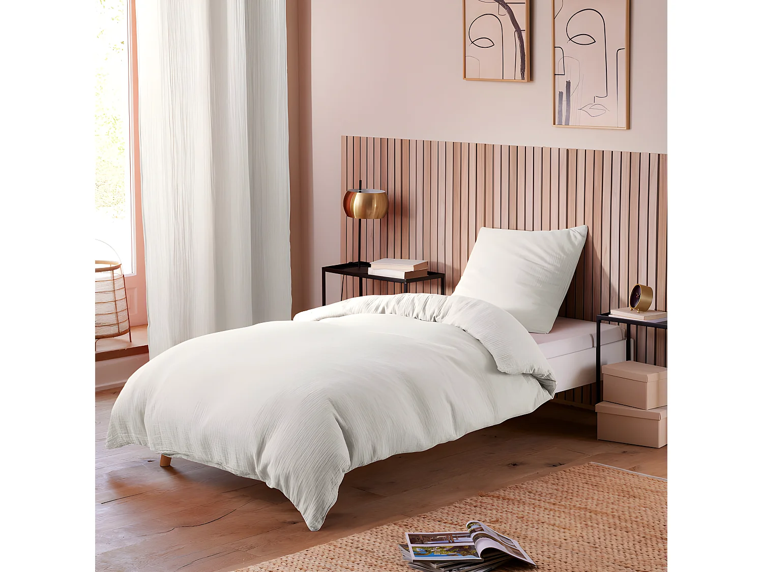 Parure de couette "Noah" Gaze de Coton 140 x 200 pour lit 1 place