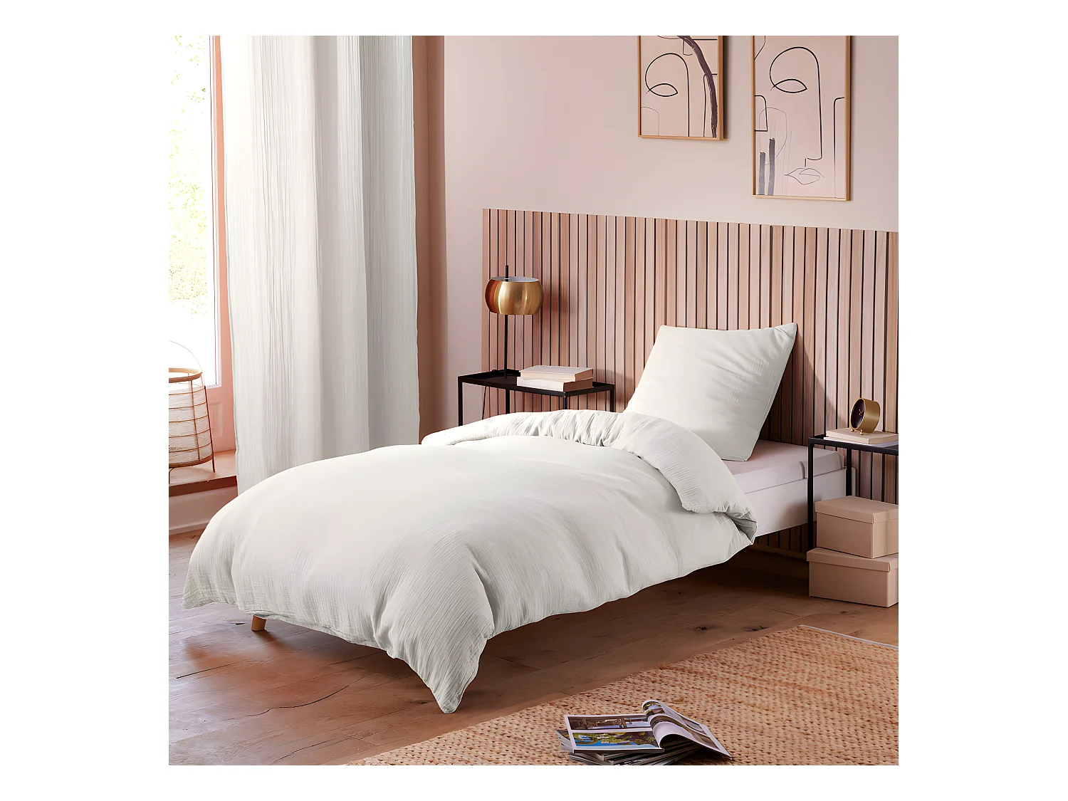 Parure de couette "Noah" Gaze de Coton 140 x 200 pour lit 1 place