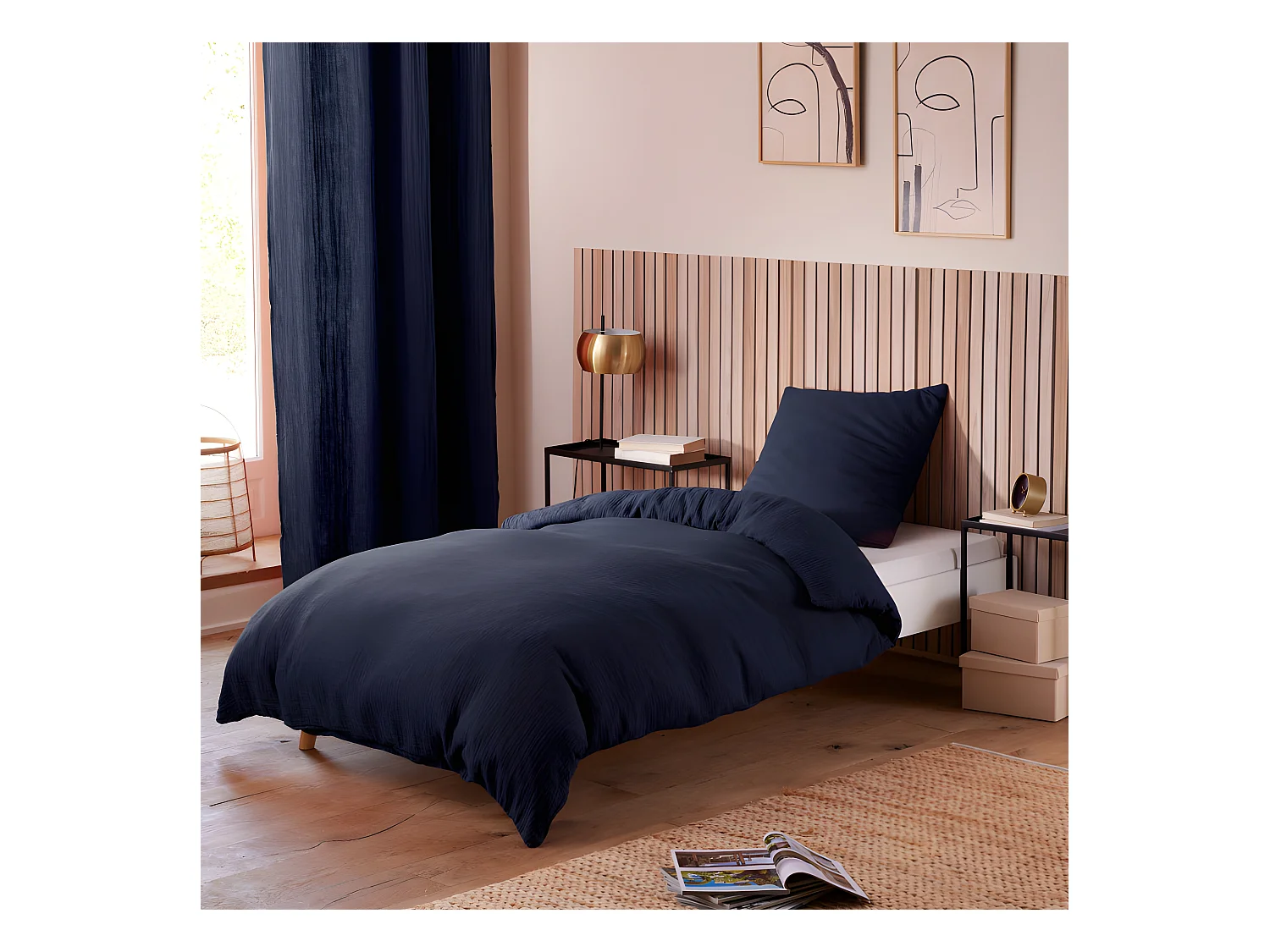 Parure de couette "Noah" Gaze de Coton 140 x 200 pour lit 1 place
