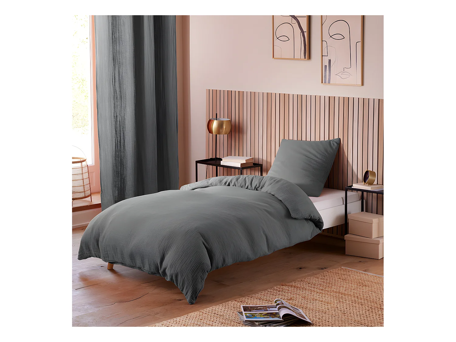 Parure de couette "Noah" Gaze de Coton 140 x 200 pour lit 1 place