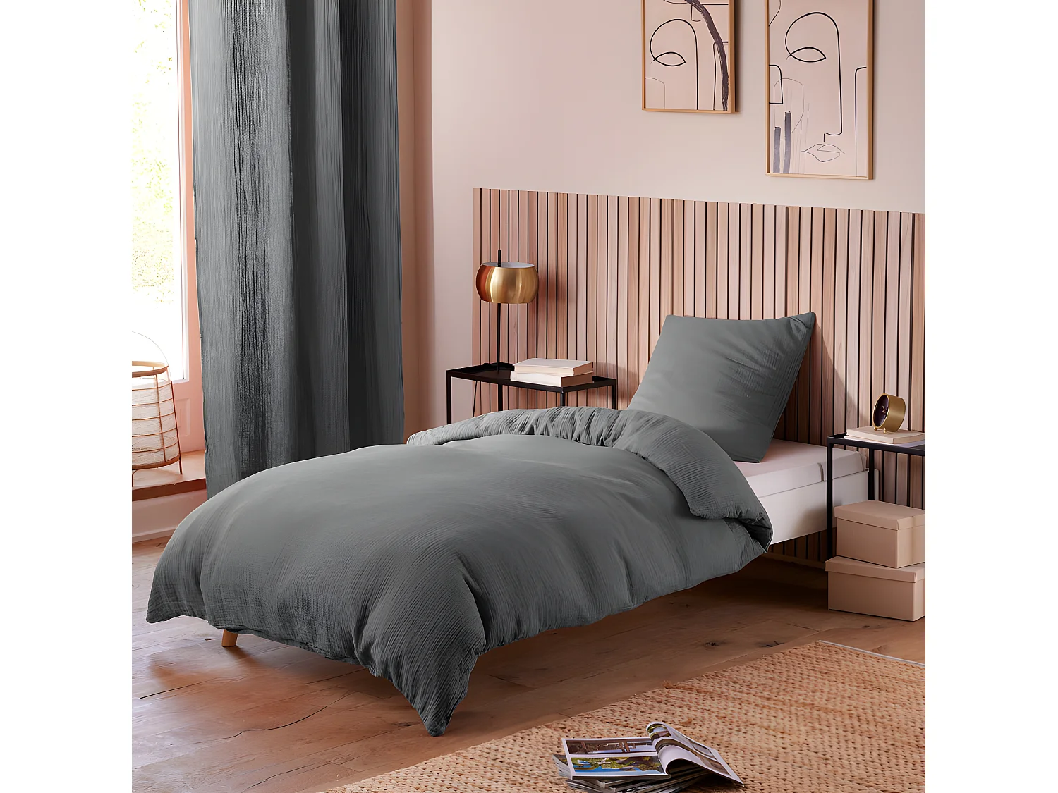 Parure de couette "Noah" Gaze de Coton 140 x 200 pour lit 1 place